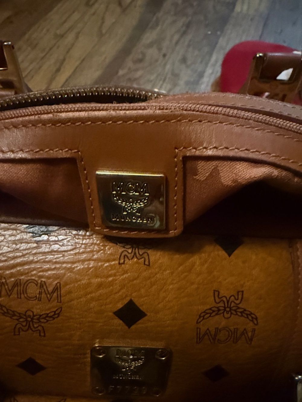 MCM Cognac Visetos Satchel with Gold Hardware - Picture 10 of 12